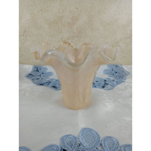 Gruppo Tispa Hand Blown Art Deco Glass Candle Holder Made in Italy 6"